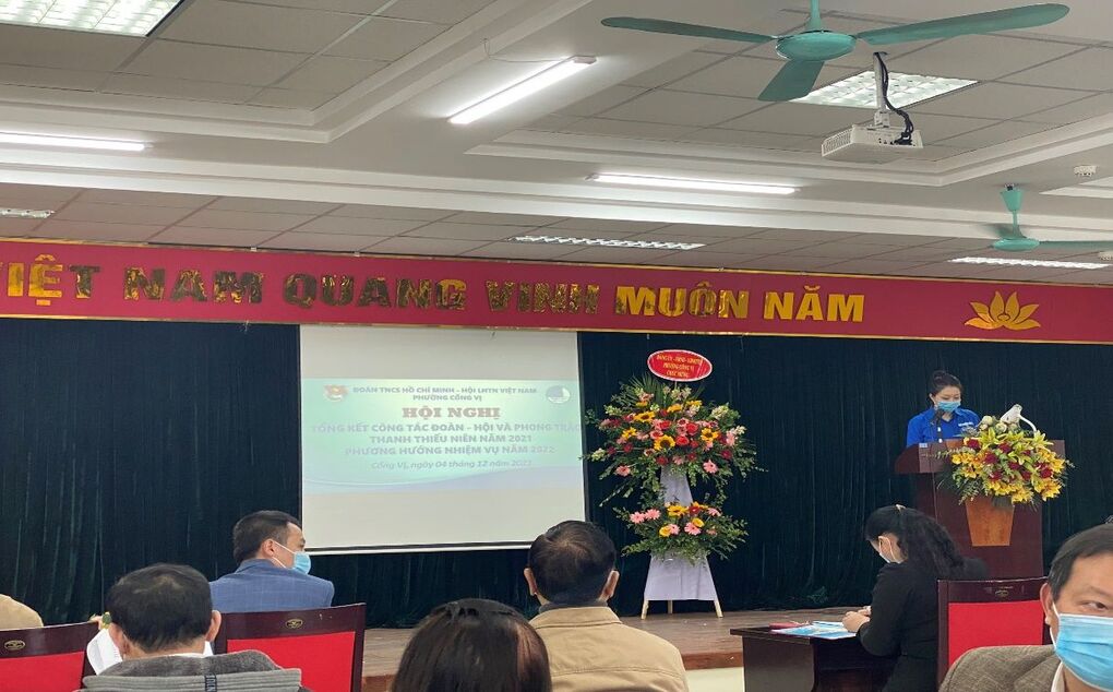 Chi Đoàn trường tiểu học Nguyễn Bá Ngọc tham dự hội nghị tổng kết Đoàn - Hội và phong trào thiếu nhi phường Cống Vị năm 2021