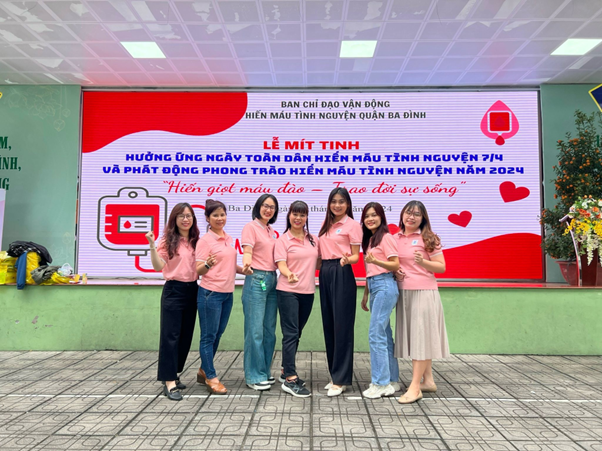 Công đoàn viên trường Tiểu học Nguyễn Bá Ngọc hưởng ứng Ngày Hiến màu nhân đạo Việt Nam